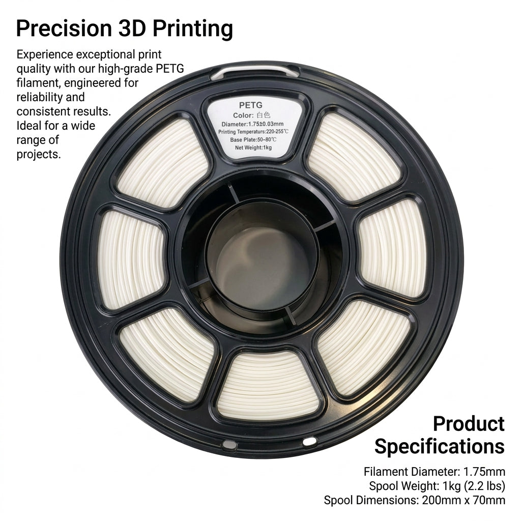 PETG Printer Filament 1.75mm, High Toughness 1KG Spool for General and Prototyping Most deposition Printers