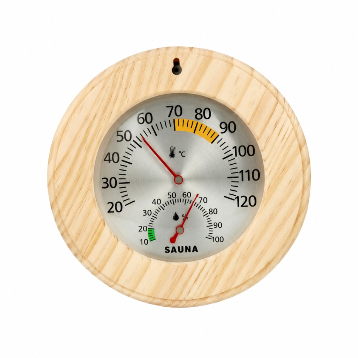 Sauna Thermometer with Hygrometer Wooden Gauge with Dial Analog for Steam Room