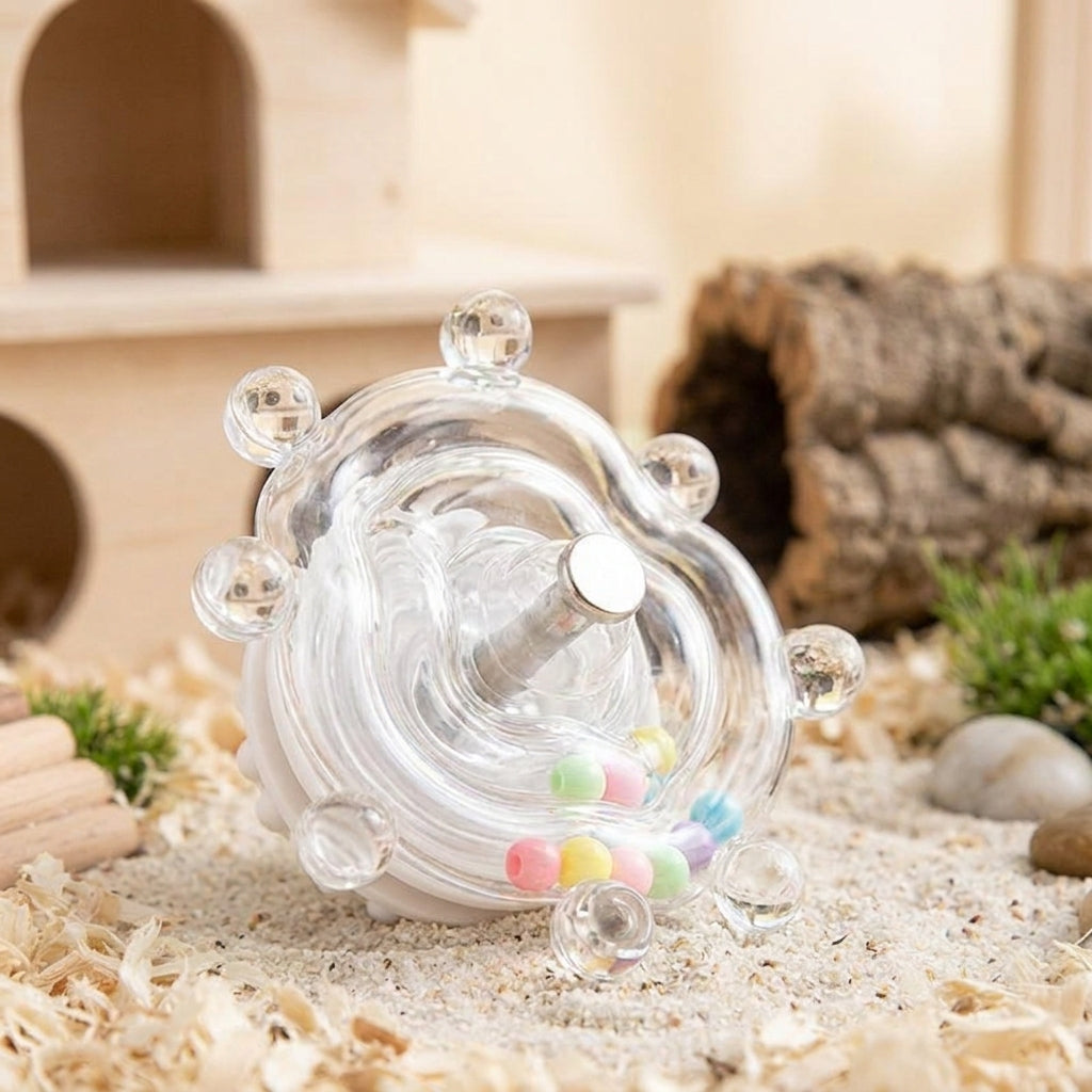 Pet Bird Toy Rotating Rattle with Internal Spheres, Parrot Cage Accessories, Budgie Entertainment and Cockatiel Toy Enrichment