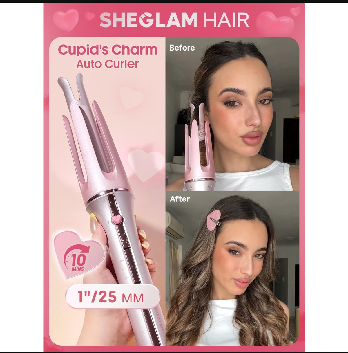 Automatic Curling Iron with Negative Ions, Large Curls, Wet/Dry Use, 15 Heat Settings, AU Plug