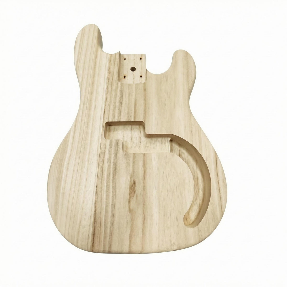 Pre-Drilled Holes PB Bass Body Blank Routed Cavities Unfinished Bass Body Blank Natural Wood Grain Instrument Part for Luthiers, Home Workshop