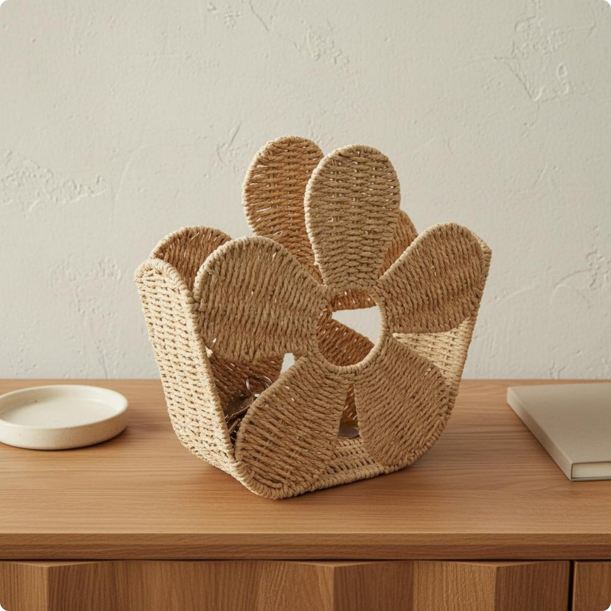 Flower Wall Basket Decorative Wall Hanging Basket Rustic Design for Bedroom