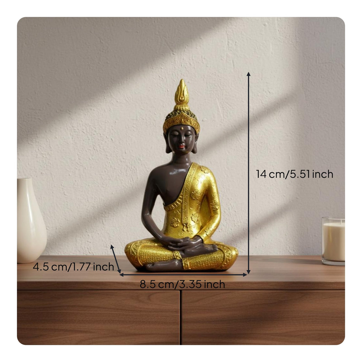 Thai Buddha Figurine Southeast Asian Design House Decoration Gilded Finish