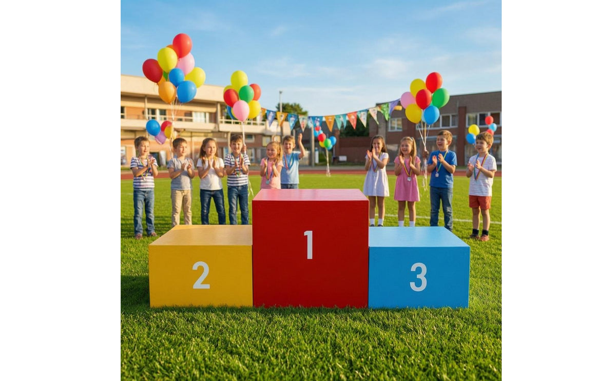 Three-Step Stage Stepped Athletic Stage Rectangular for Sports Competition