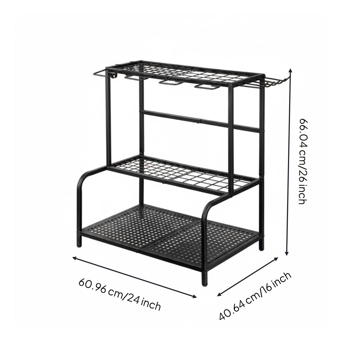 Metal Garden Tool Rack Heavy Duty Garden Storage Rack Space Saving Multi-Tier Tool Holder for Patio, Shed