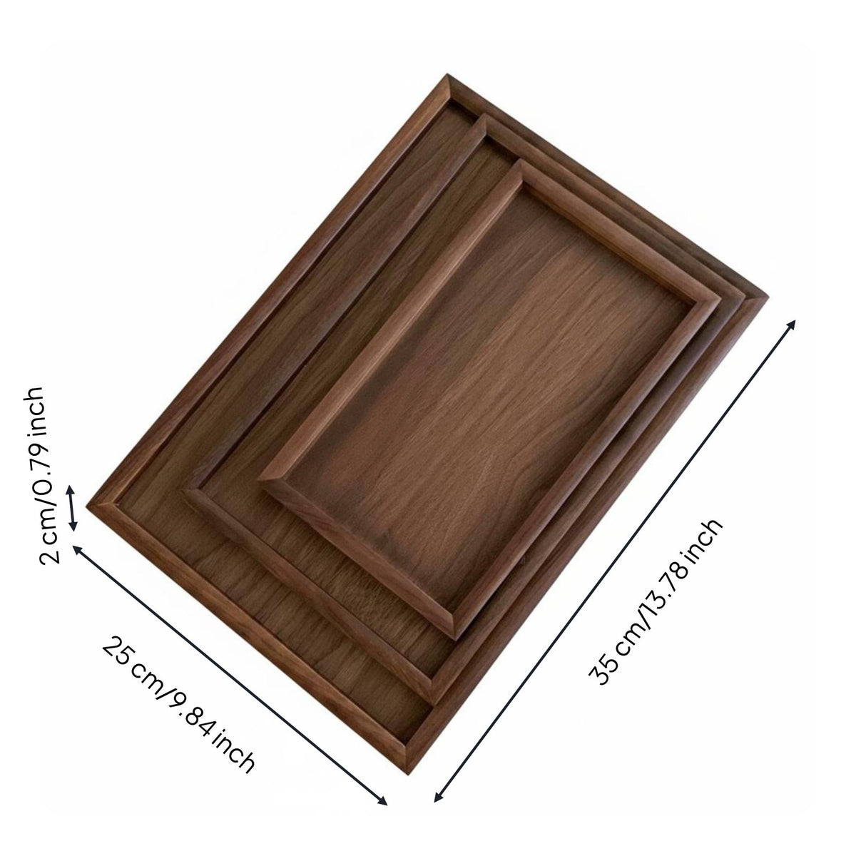 Solid Wood Organizer Tray Premium Look Walnut Wood Tray Multi-Use for Tabletop