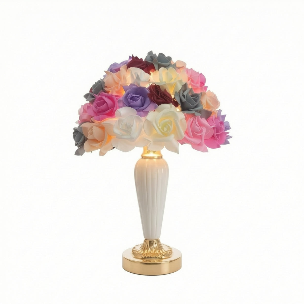 Table Lamp with Flower Lampshade Ambient Accent Light Elegant for Wedding
