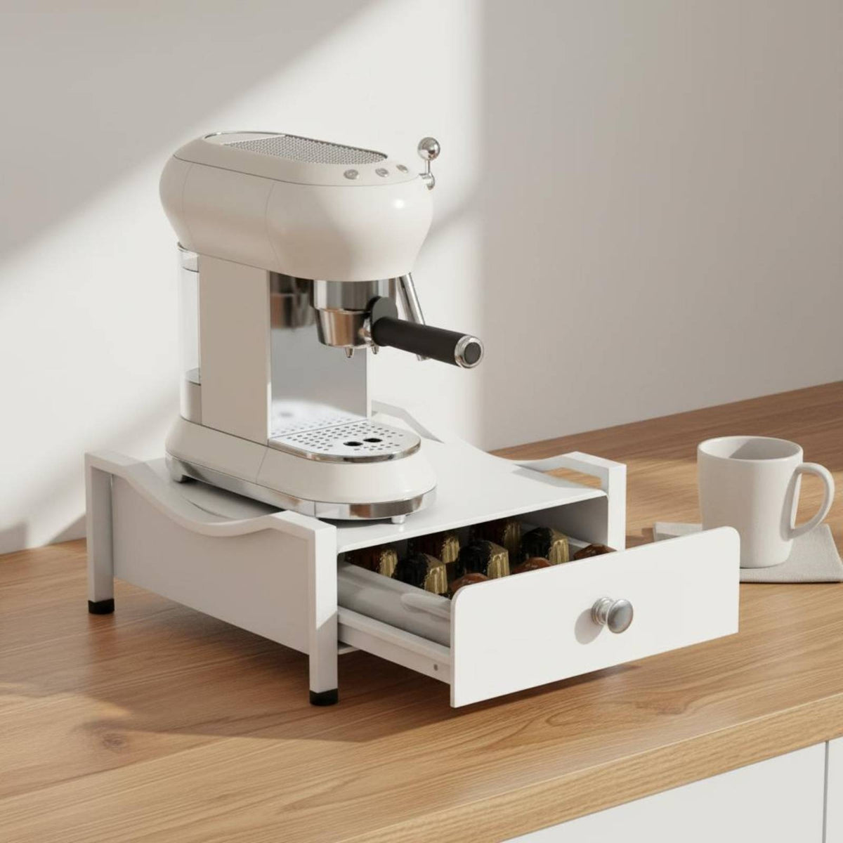 Coffee Machine Stand with Drawer Space-Saving Design for Home Bar, Office