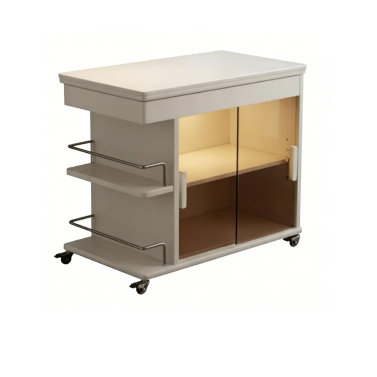 Fold-up Tray Table Foldable Design 2-Tier Rolling Cart Multi-Functional Easy Mobility for Hosts, Dining Area, Kitchen, Balcony