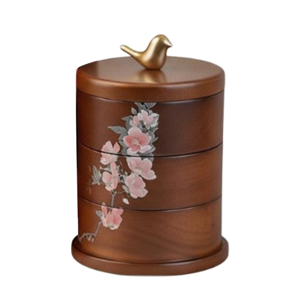 3 Tier Rotating Jewelry Box Solid Wooden Jewelry Case Lined Interior Stackable Trinket Holder for Women