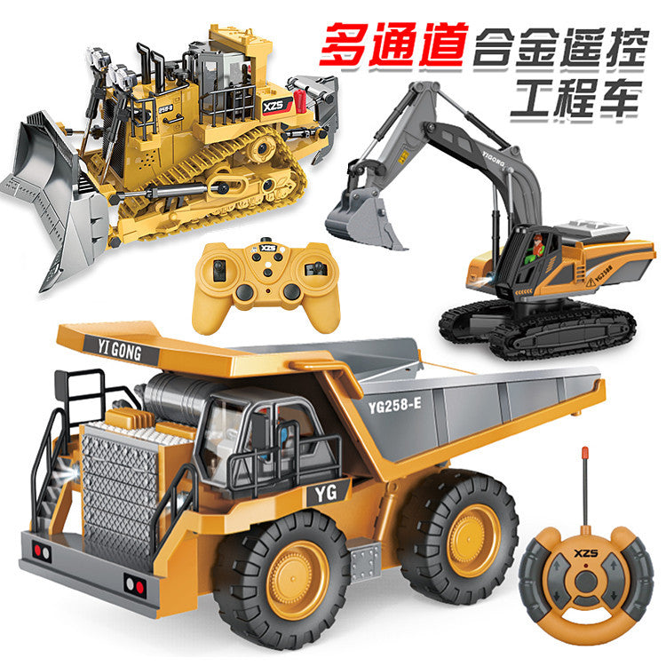 1:24 Alloy Engineering Vehicle Remote Control Excavator Bulldozer Dump Truck Children's Electric Toy