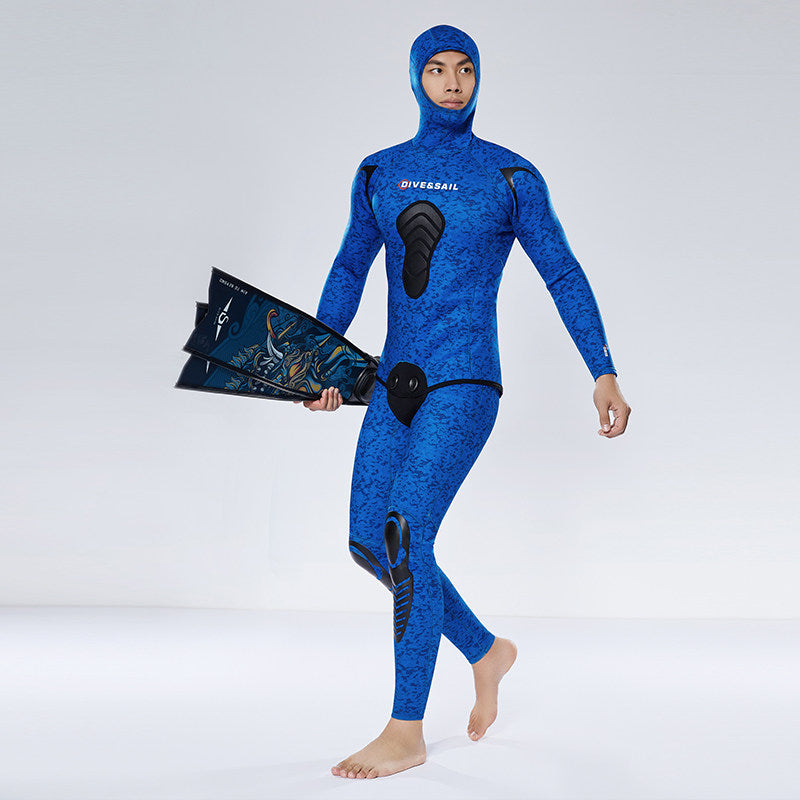 DIVE&SAIL自由潜水服男保暖防寒加厚357mm分体湿衣浮潜冲浪渔猎服