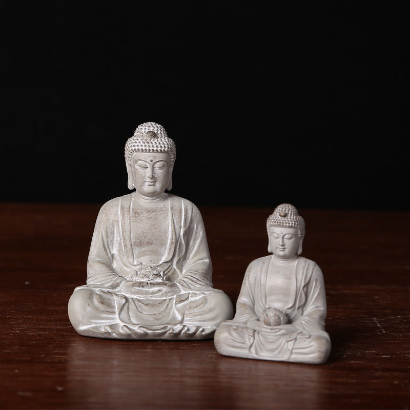 Chinese Zen Buddha Statue Tabletop Ornament Resin Craft for Home Decor