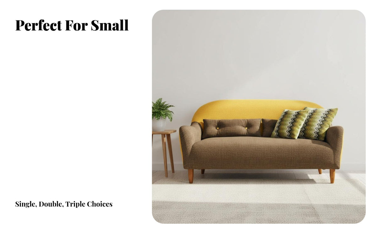 Nordic artistic dual-color Sofa Small Space suitable Upholstered Couch Retro and aesthetic Loveseat space-efficient Size for Apartment Dwellers, Design aficionados, Young Adults, Living Room, Lounge Area, Bedroom, Home Office
