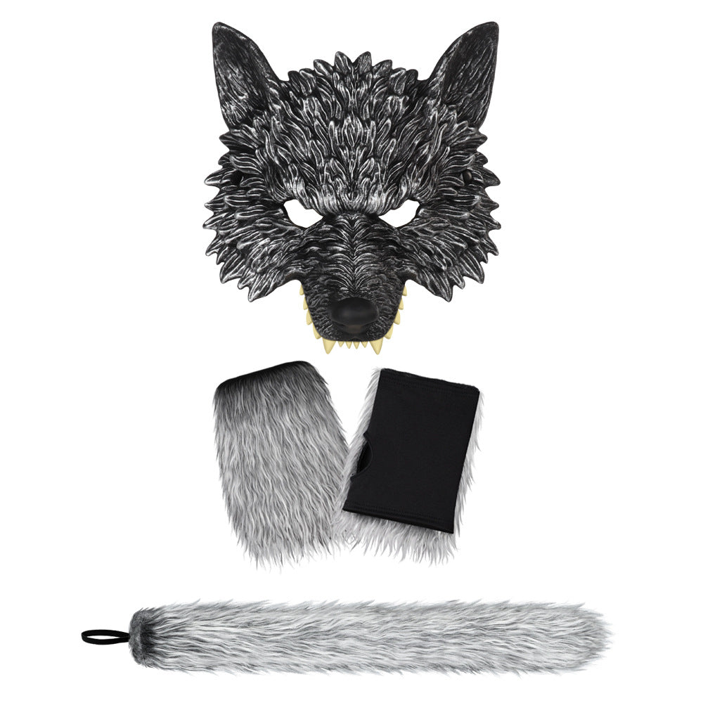 Halloween Wolf Costume Set with Mask, Gloves, and Tail