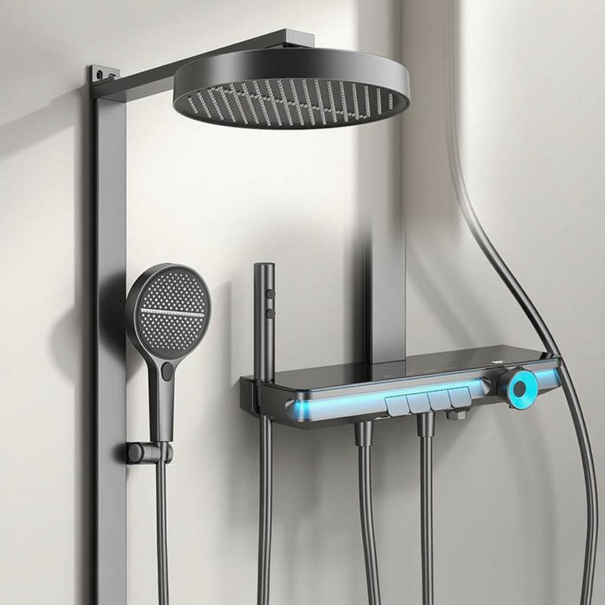 Rainfall brass shower with temp control