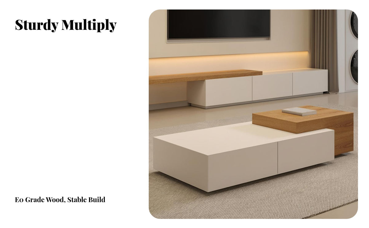 Minimalist design Coffee Table with Drawers Nordic Design Low Table with Drawer and Shelf Two-Ta single Finish Household Furniture Spacious Storage for Apartment Dwellers, Homeowners, Families, Living Room, Lounge Area, Home
