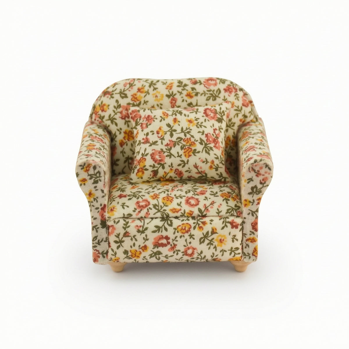 Dollhouse Sofa with Pillows 1/12 Scale Dollhouse Couch Upholstered for Hobbyists