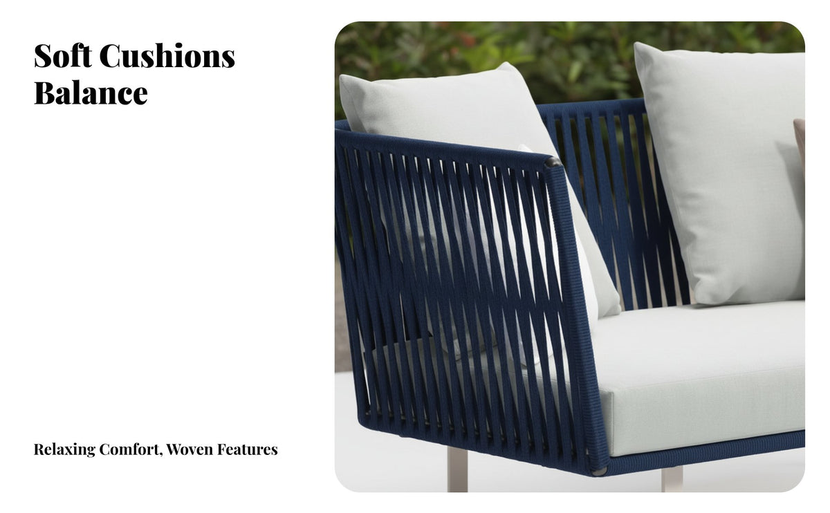4 Pieces Waterproof Sofa with 2 Armchairs and Table Water-Resistant Outdoor Furniture All-this setather Patio Conversation Set Easy Maintenance for Hospitality Industry, Business Owners, Balcony, Terrace, rearyard, waterside