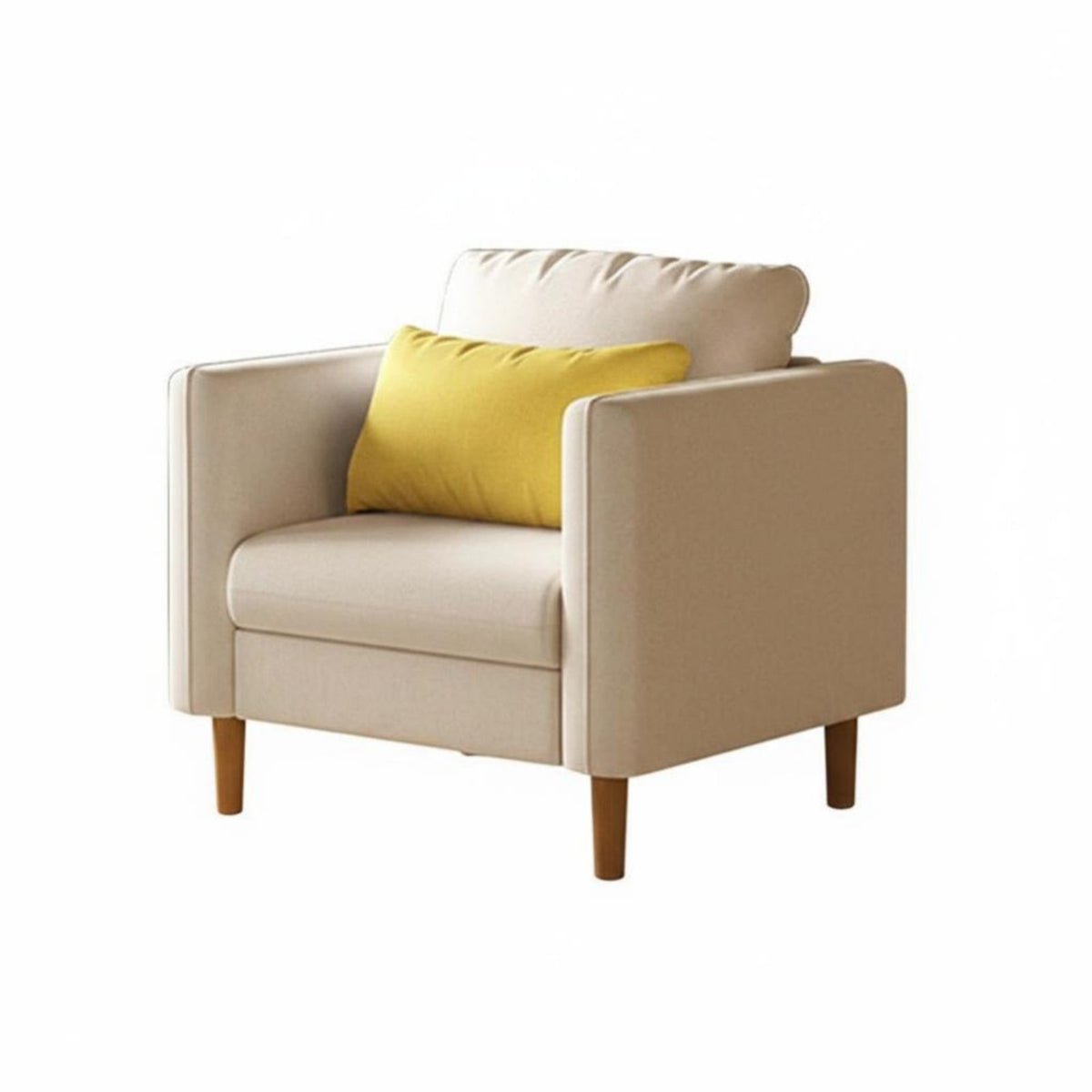 Japanese design Wood Frame Accent Chair Minimalist Design Upholstered Side Chair Thick Foam padding Single Sofa Easy Assembly for Interior Decorators, Homeowners, Book Lovers, Living Room, Bedroom, Reception Area, perusing corner