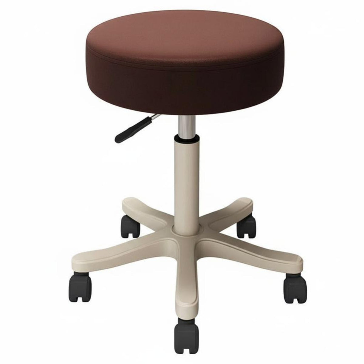Padded Salon Work Stool Waterproof Upholstery Adjustable Swivel Stool with Wheels Easy to Clean Backless Rolling Chair for Hair Stylists, Home Office