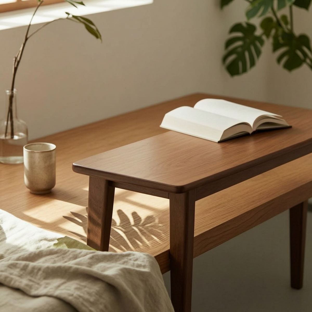 Backless Wooden Bench Multi-Purpose Wooden Plank Bench adaptable Minimalist Design for Families, Interior Decorators, Entryway