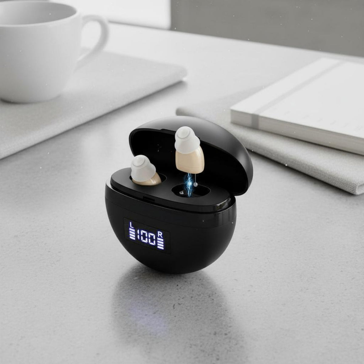 2 Pieces Lightweight Design Rechargeable Long Battery Life Invisible CIC Hearing Aid Easy Operation Mini in-Ear Sound Amplifier All-Day Comfort for Seniors, Adults