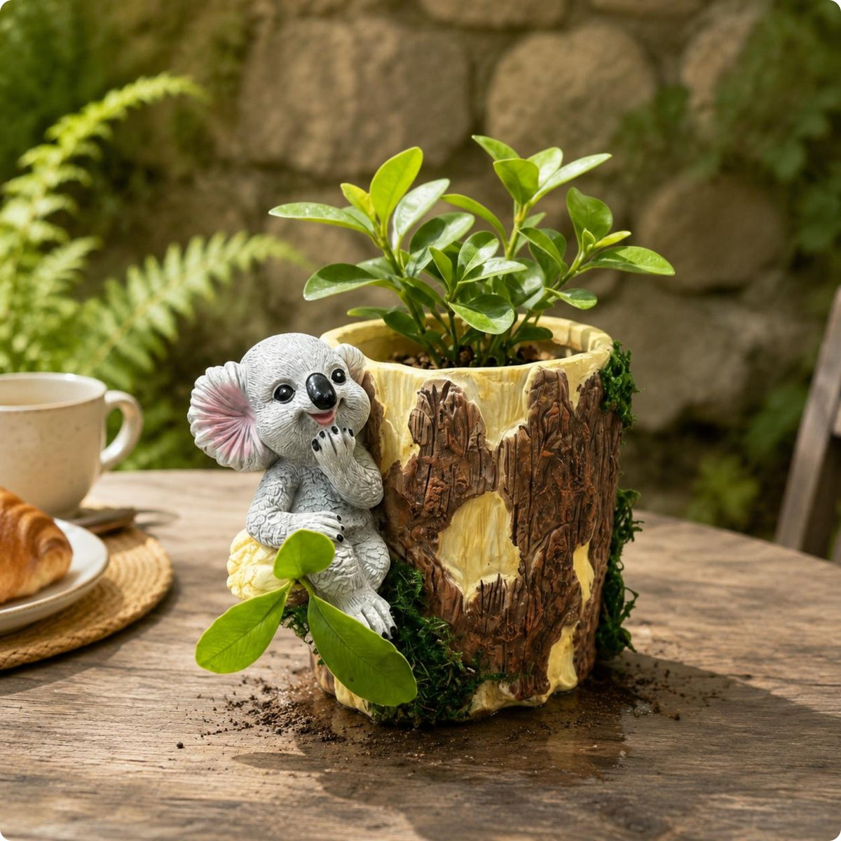 Koala Planter Resin Tree Trunk Planter Open Top for Garden