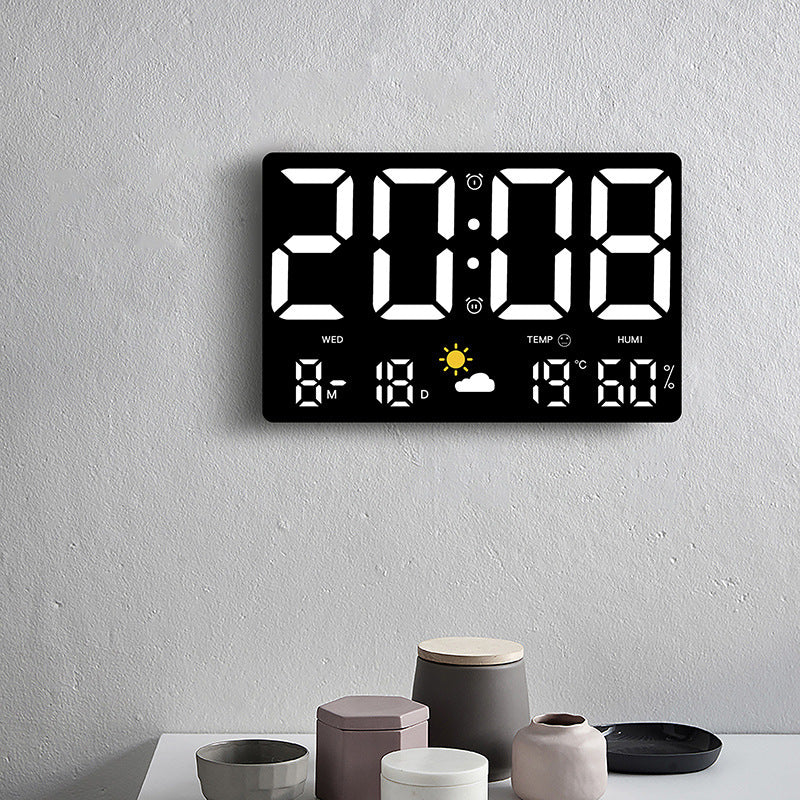 Large Wall Clock with Barometric Temperature and Humidity Sensing, Multicolor Weather Clock 8012