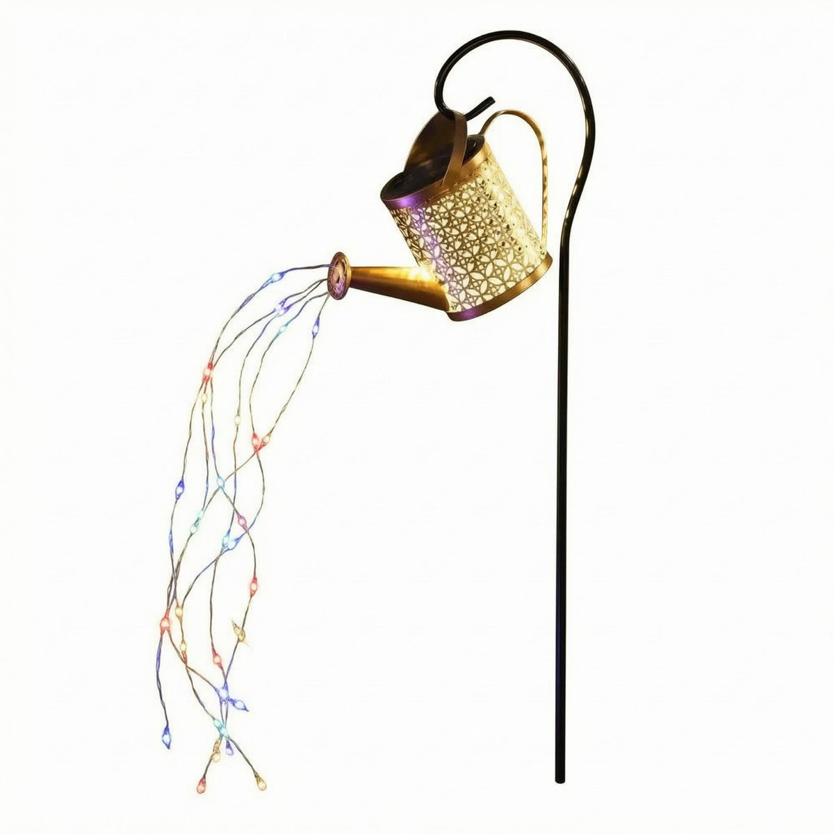 Solar Watering Can Light Perforated Solar Kettle Lantern for Lawn