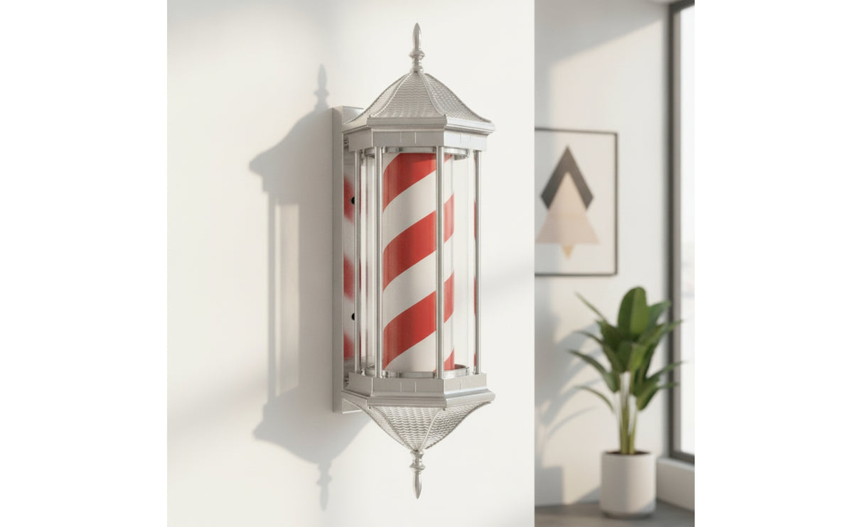 Barber Pole Light Illuminated Barber Pole with Diagonal-Striped Barbershop Sign with Wall Bracket for Barbers, Salon Owners