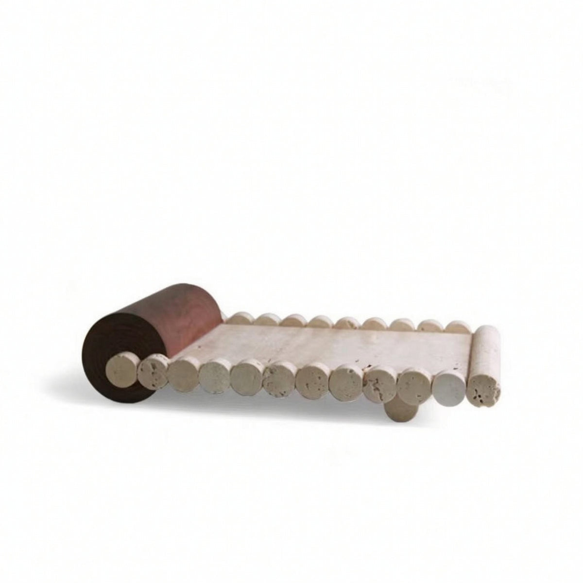 Resin Tray with Wood Mineral-Look cylinderLook Sculptural Centerpiece Tray Low-Profile for Coffee Table
