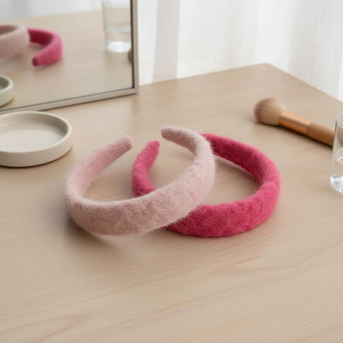 Soft Plush Headbands for Kids coral tan Brown