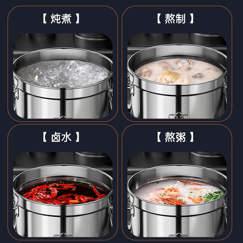 304 Stainless Steel Commercial Soup Pot with Lid, 5L+
