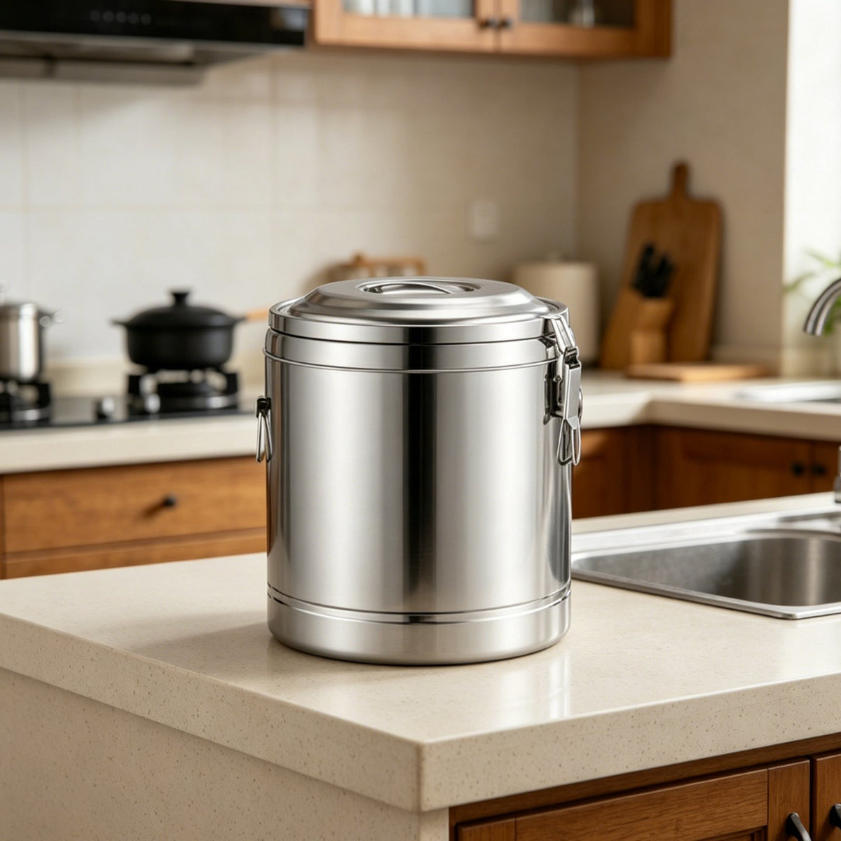 Large Capacity Drink Dispenser with Spigot Multi-Level Insulation Stainless Steel Insulated Barrel Insulated Beverage Dispenser