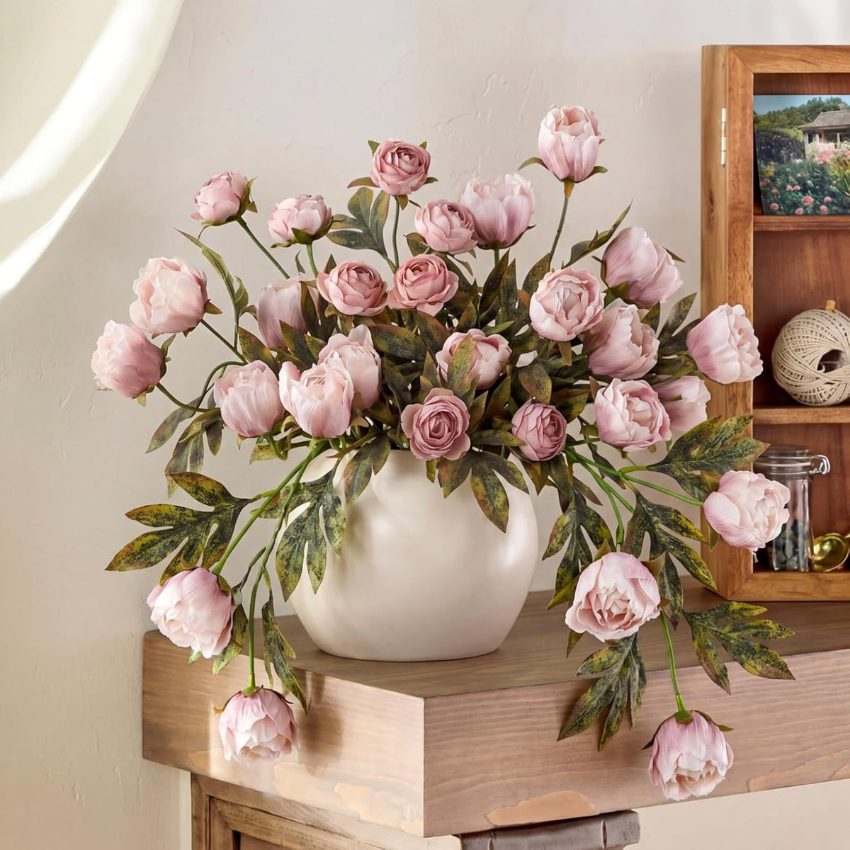 Artificial Vintage Peony Bouquet with Tea Rose