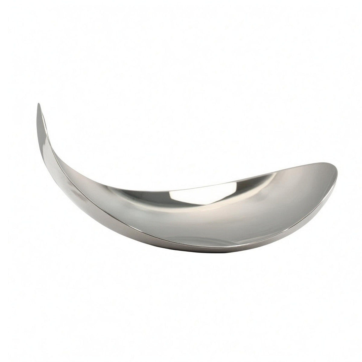 Mirror-Finish Tray Silver Curved-Moon Tray Decorative Curved-Moon Dish