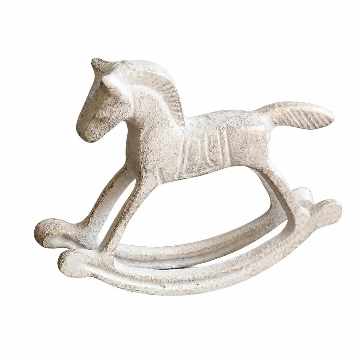 Cast Iron Rocking Horse Distressed Rocking Horse Figurine Antique Desk Ornament for Decorators, Collectors, Bookshelf