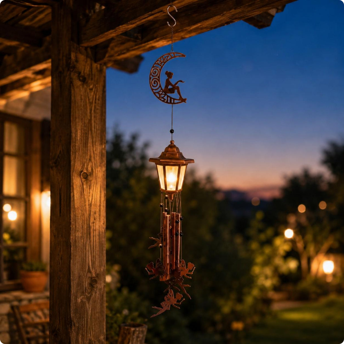 Solar Lantern Wind Chime Decorative LED Hanging Decor Easy to Hang