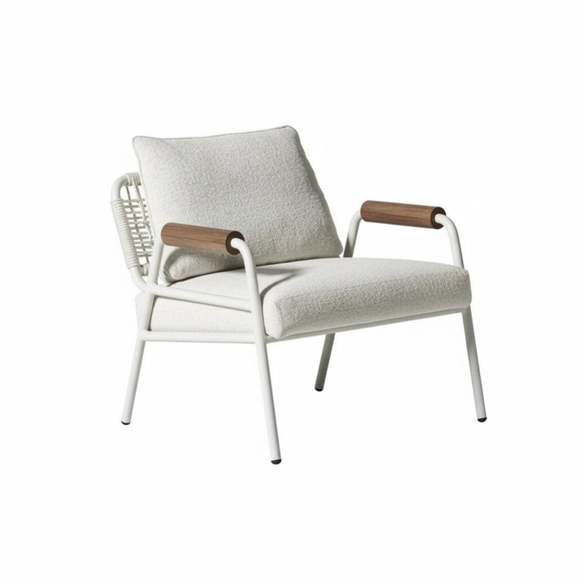 Upholstered Armchair with Woven Rear Waterproof Patio Seating Anti-Corrosive Dense Foam Padding for Residents, Courtyard