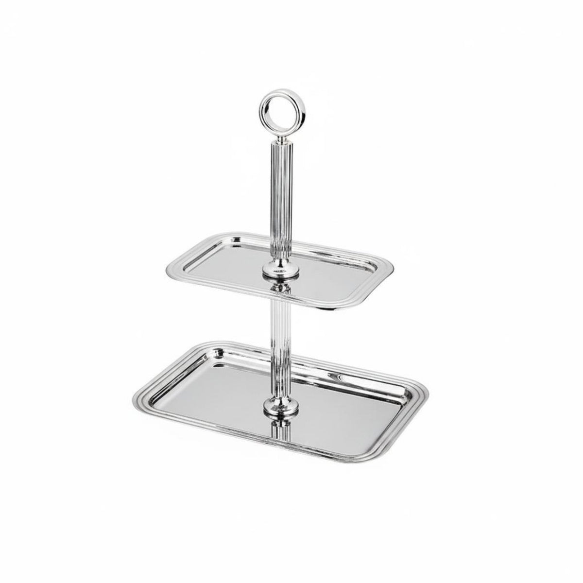 Double Tier Cake Stand Sturdy Base Double Layer Serving Tray Wobble Stainless Steel Dessert Tray for Party