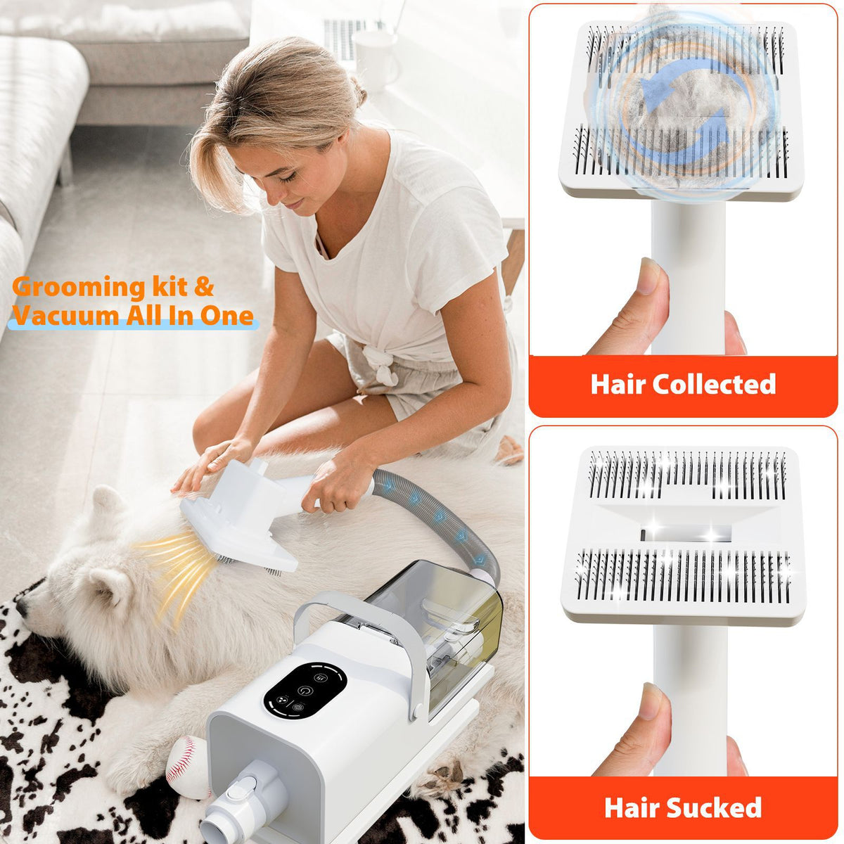 Electric Pet Grooming Clipper for Dogs with Suction and Blowing Function