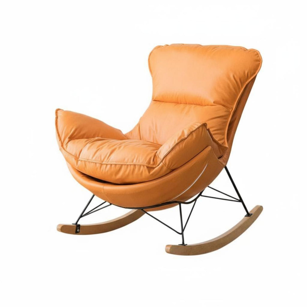 Upholstered Rocking Chair Nordic and Design Upholstered Eggshell Lounger Padded Seat Breathable Padding for Parents, Bedroom