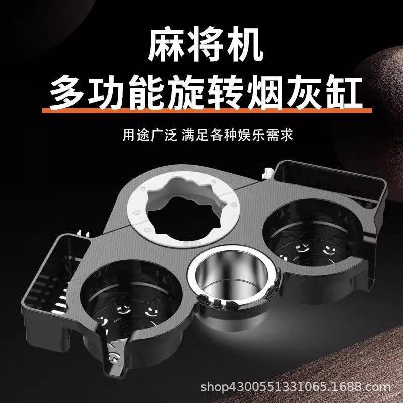 Mahjong Table Side Table with Rotating Ashtray and Tea Stand
