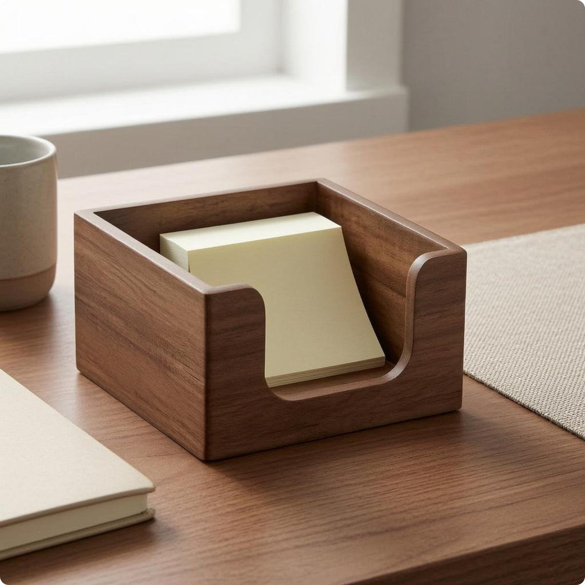 Desktop Note Box Open Top Memo Pad Holder Polished Finish