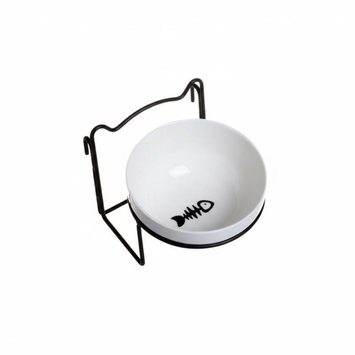 Ceramic Cat Bowl with Holder Spill Proof Crate Food and Water Dish for Cats