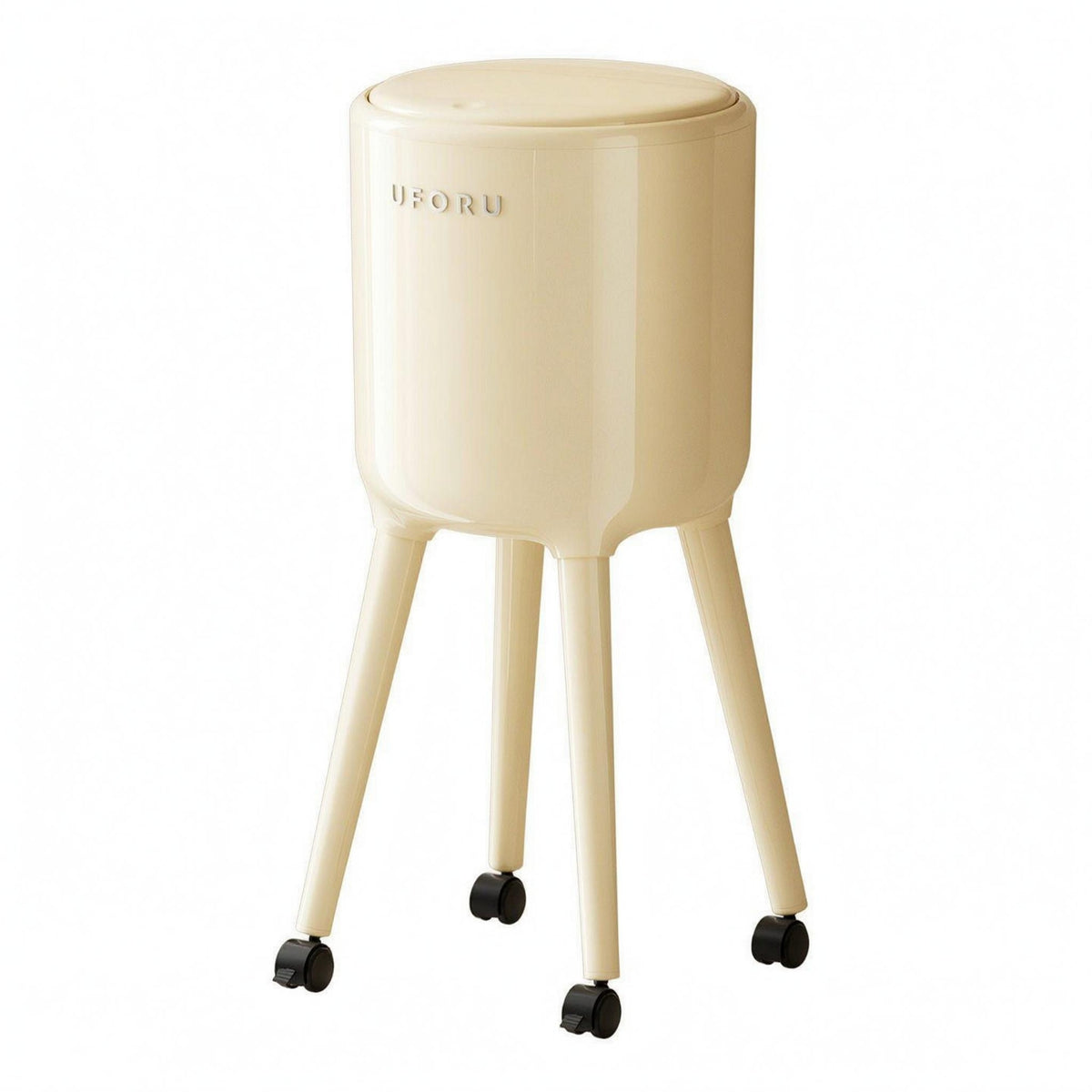 Cylindrical Trash Bin Plastic Home Storage Raised Base