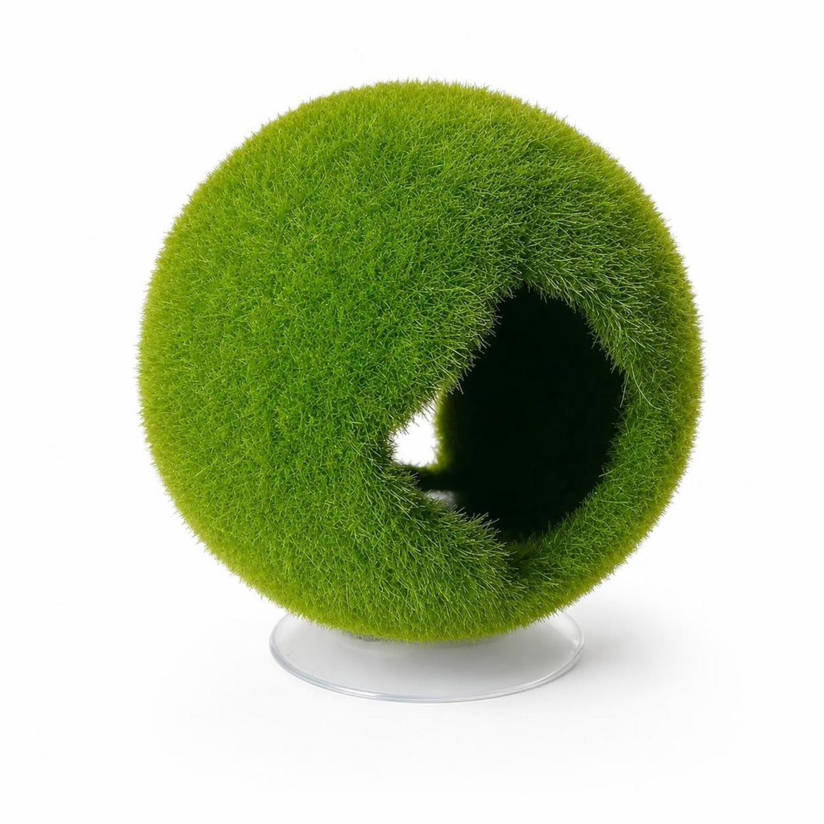 Hollow Algae Ball with Suction Cup Fuzzy Hideout Artificial Decor for Shrimp, Aquascaping