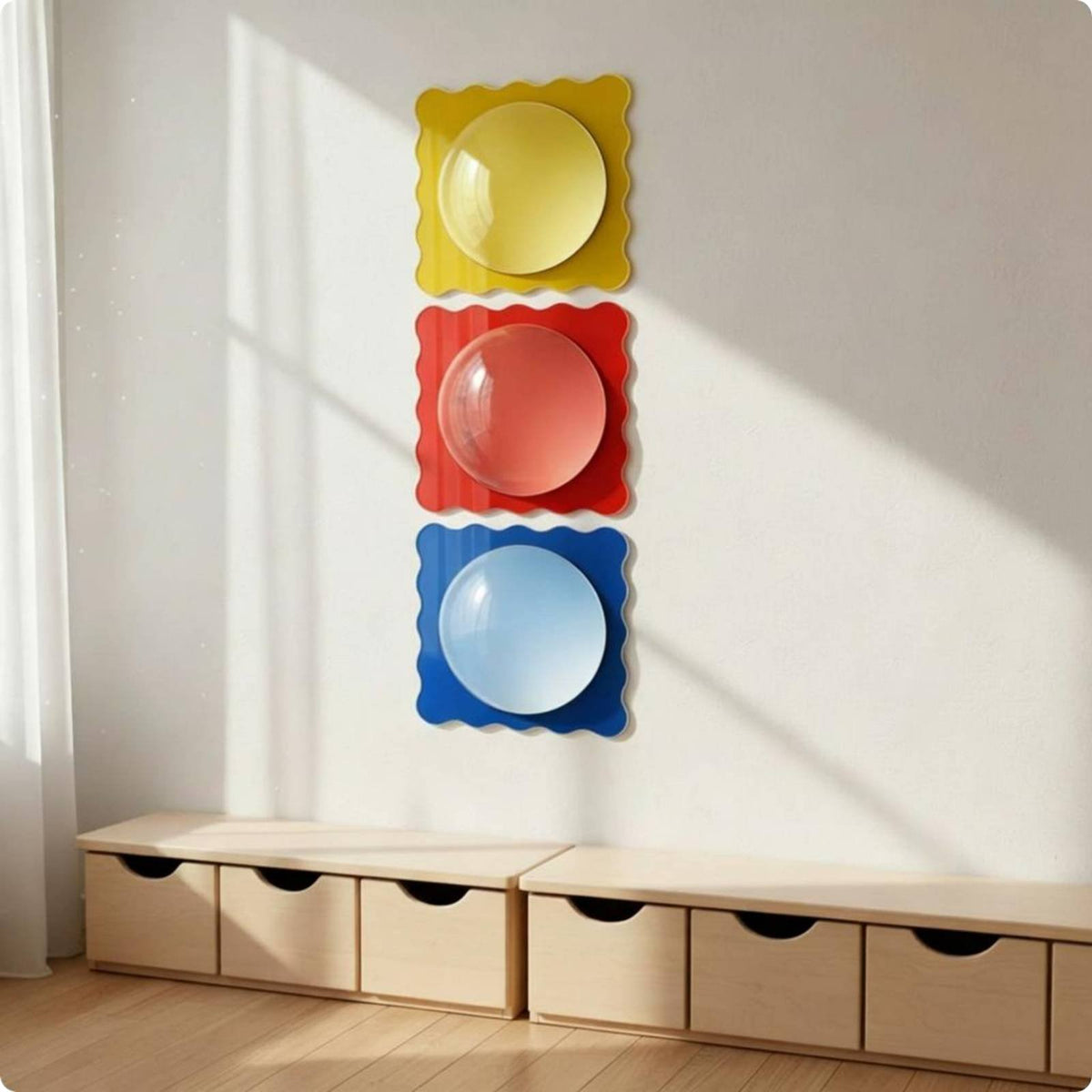 Acrylic Bubble Mirror Smooth Rounded Edges Sensory Wall Mirror Brightens a Room Learning Space Ornament for Students, Classroom, Playroom