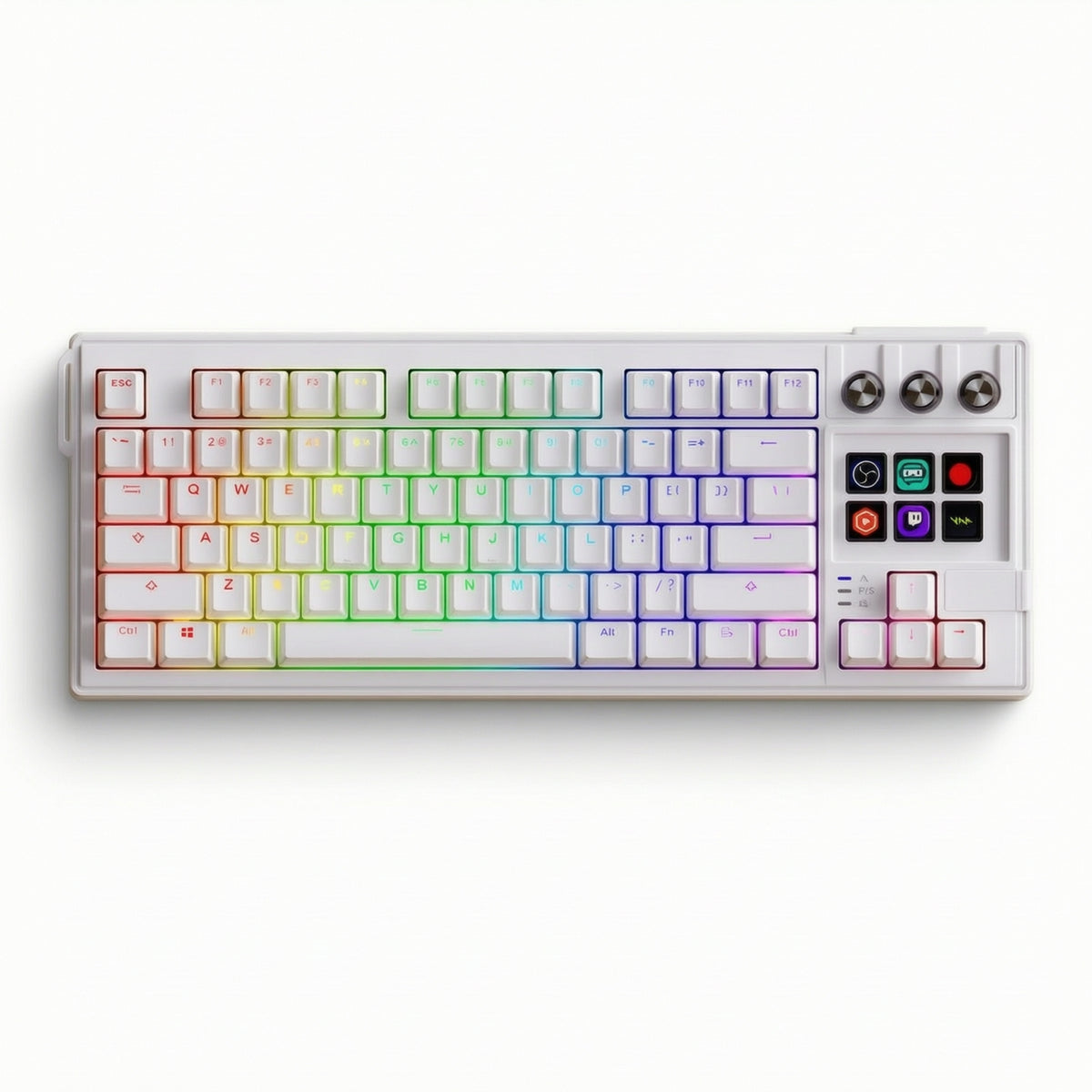 Mechanical Keyboard with Rotary Knobs Customizable Keyboard with Display Keys Compact for Streamers, Participants